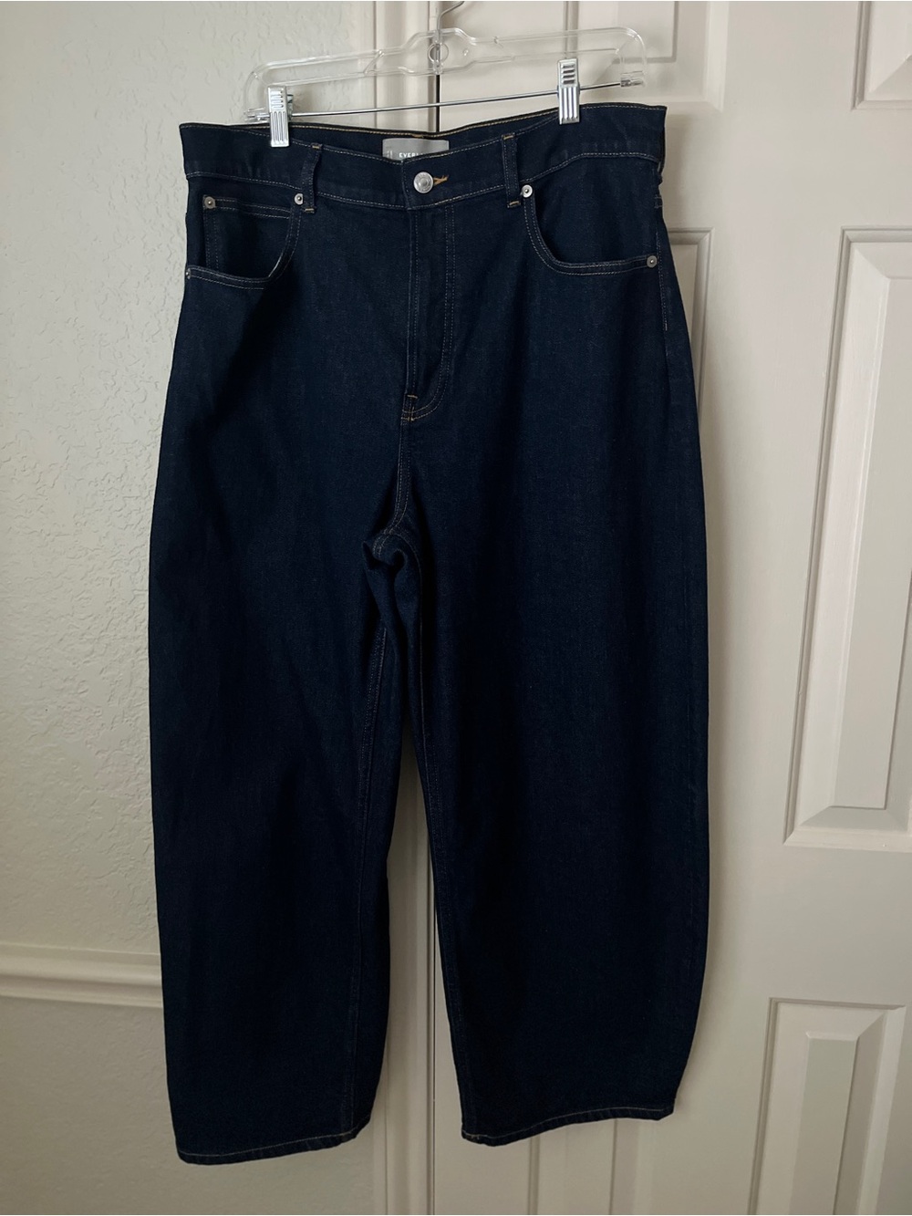 Everlane The Way High Curve Barrel Jean Pure Blue Dark Wash Like New